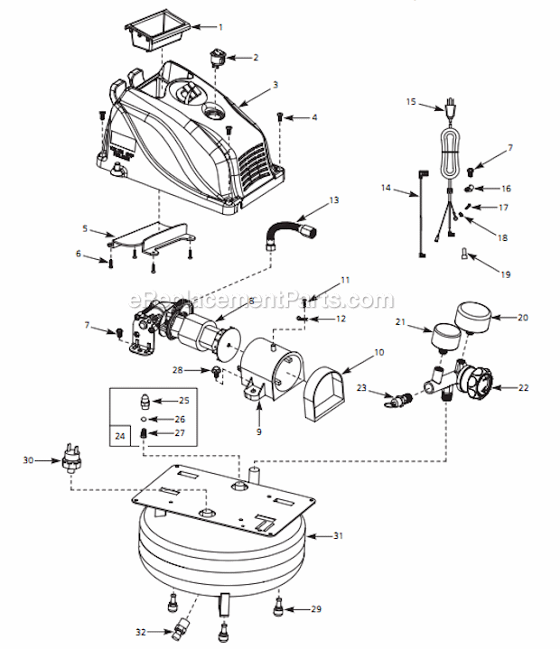 Page A Diagram and Parts List for FP260000  Campbell Hausfeld Compressor